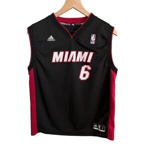Adidas Jersey Miami Heat Lebron James #6 NBA Black Red White Sleeveless Youth La